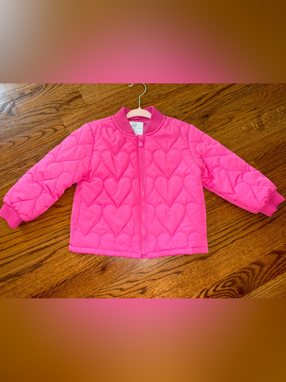 Baby Gap Girls' Hot Pink Quilted Heart Jacket 2T